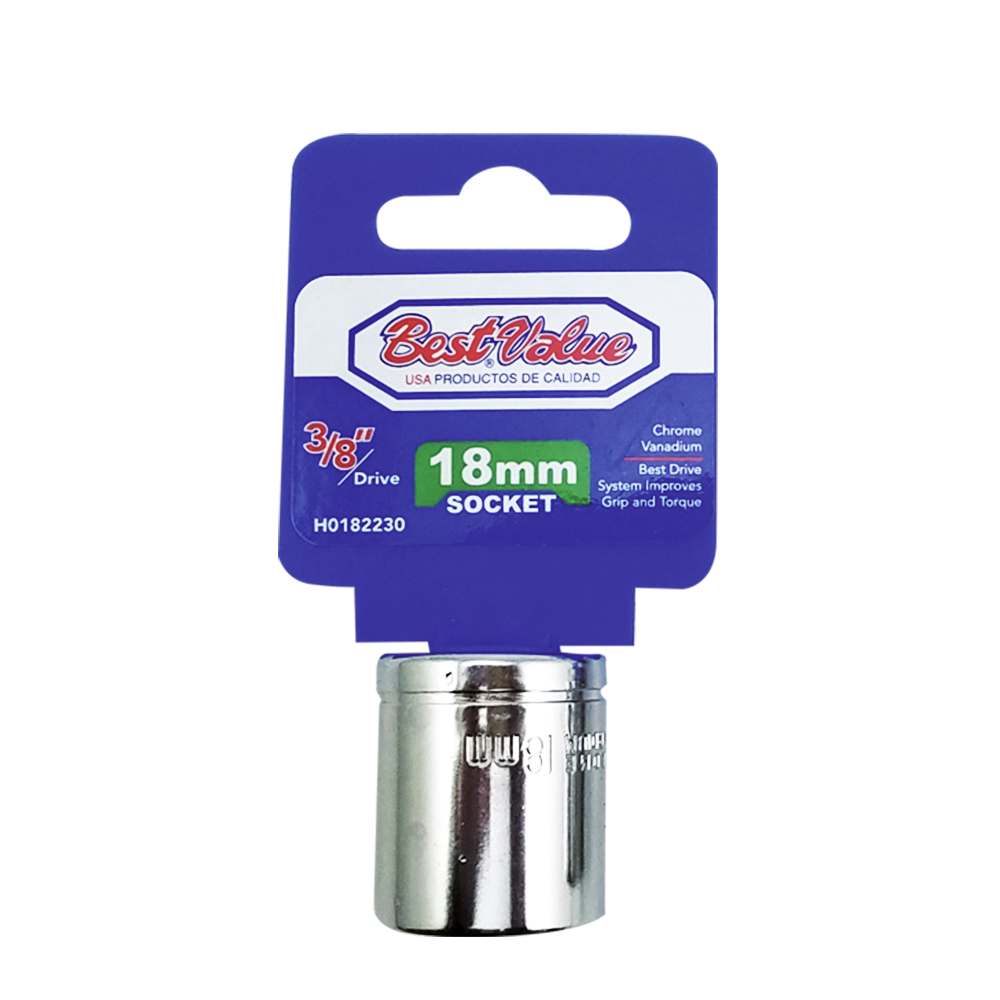 [H0182230] Socket 3/8. Cromo Vanadio. 18mm
