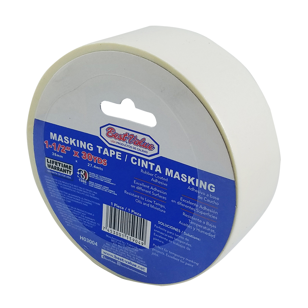 [H03004] Masking Tape 1-1/2(30yds). Adhesivo A Base De Caucho. 1-1/2(38mm)
