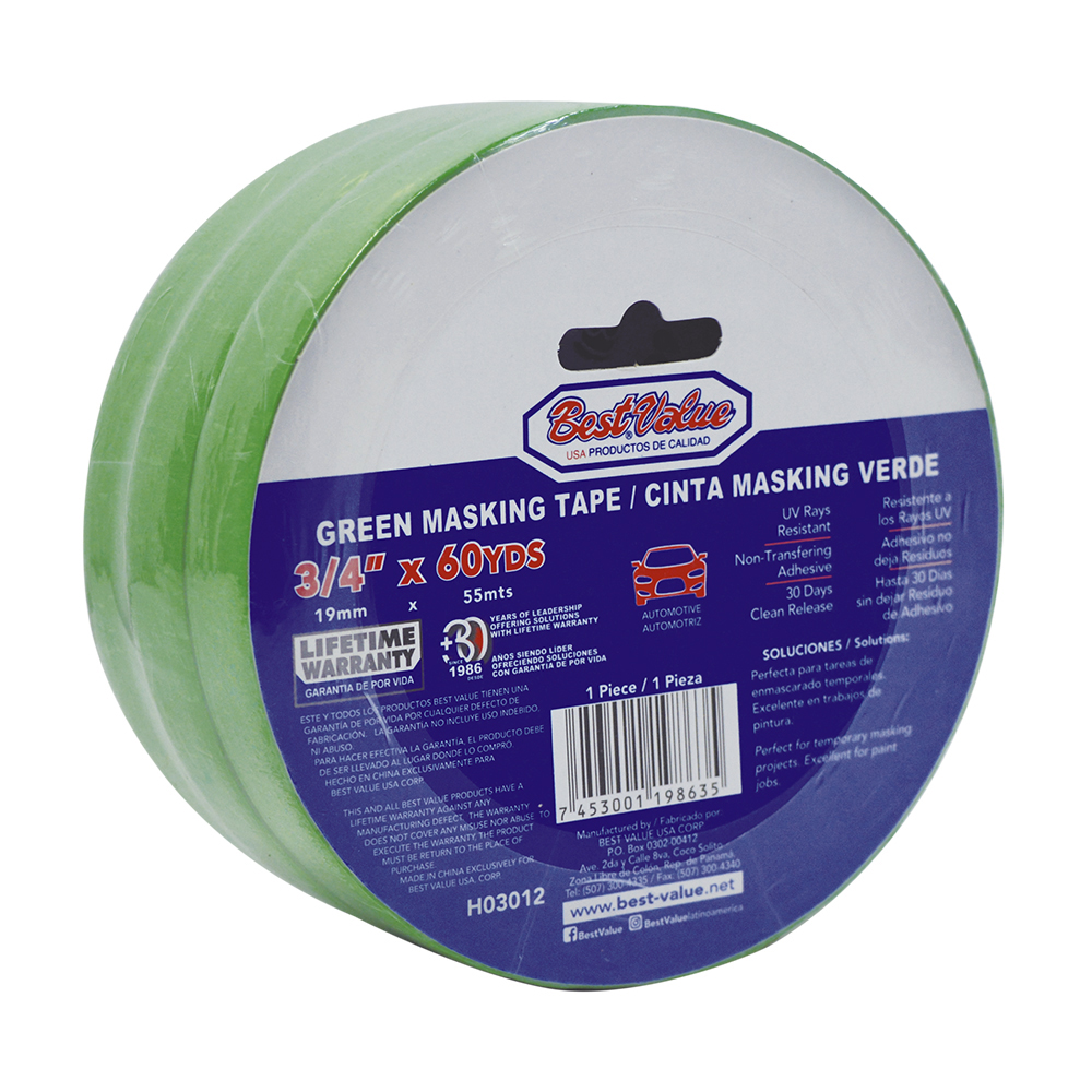 [H03012] Masking Tape Verde 3/4 X 55mts. Verde. 3/4(19mm)