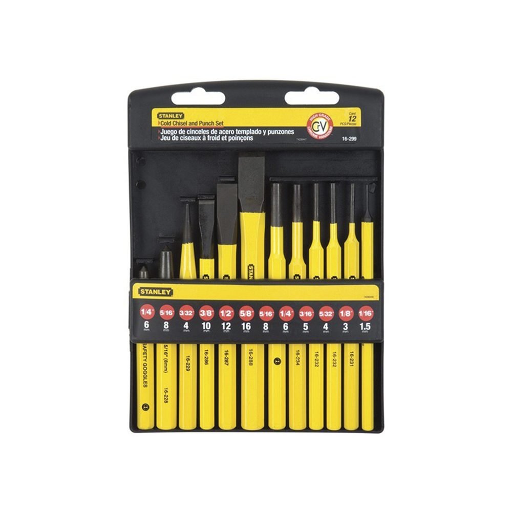 [H0416299] Juego Cinceles Y Botadores Stanley (12pcs). Cromo Vanadio. 12 Piezas