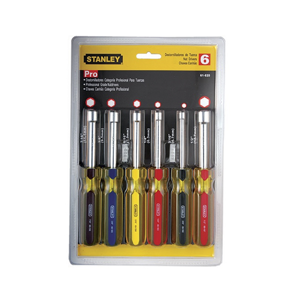 [H0461825] Juego Destornillador Socket Stanley 6 Pcs. Cromo Vanadio. Piezas