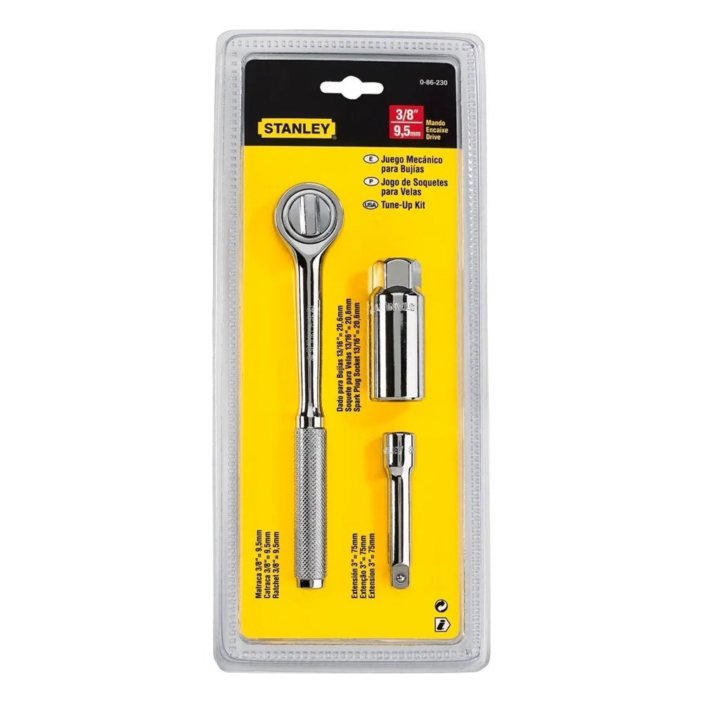 [H0486230] Juego Para Instalar Bujias Stanley 3pcs. Cromo Vanadio. 3 Piezas