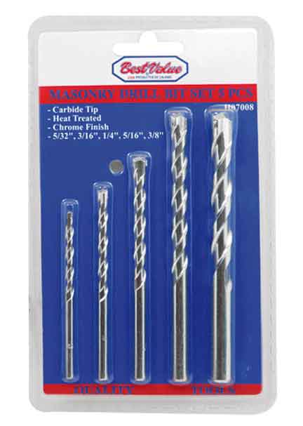 [H07008] Juego Brocas Concreto 5 Pcs. Metal. Pcs