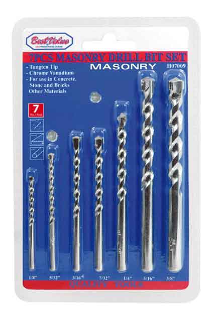 [H07009] Juego Brocas Concreto 7 Pcs. Metal. Pcs