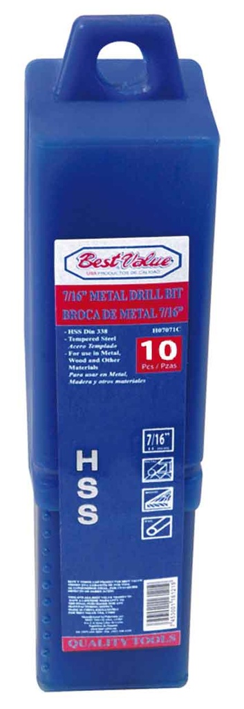 [H07067C] Broca Para Metal 9/32(10pcs). Hss Acero Forjado. 9/32