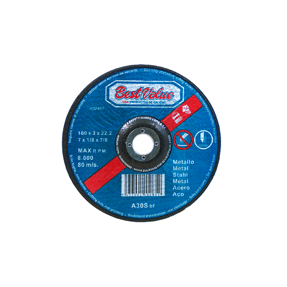 [H07407] Disco Para Cortar Metal 7 X 1/8. Azul. 1/8