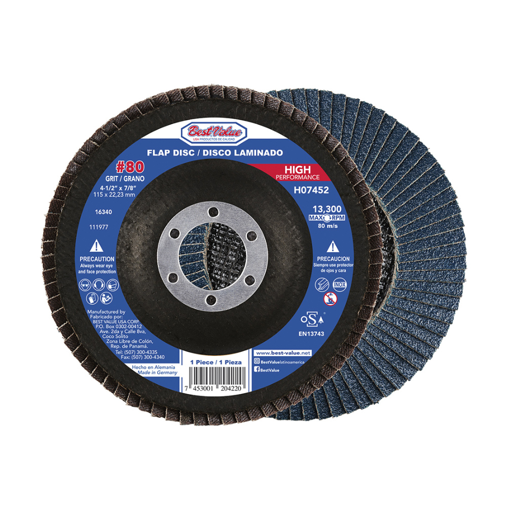 [H07452] Flap Disc 4-1/2x7/8 80g High Perf. Laminado Circonio. #80