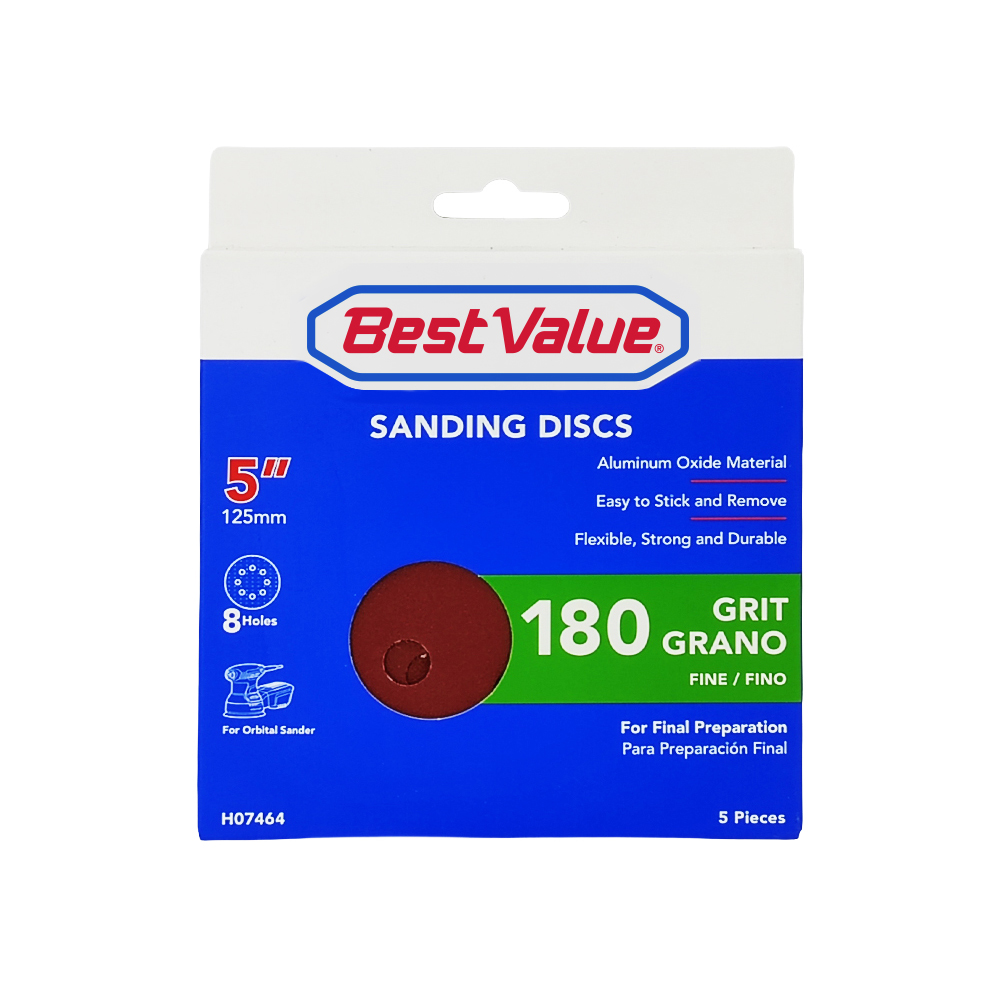 [H07464] Disco De Lija 5 Gano 180g 5pzas. Rojo. #180