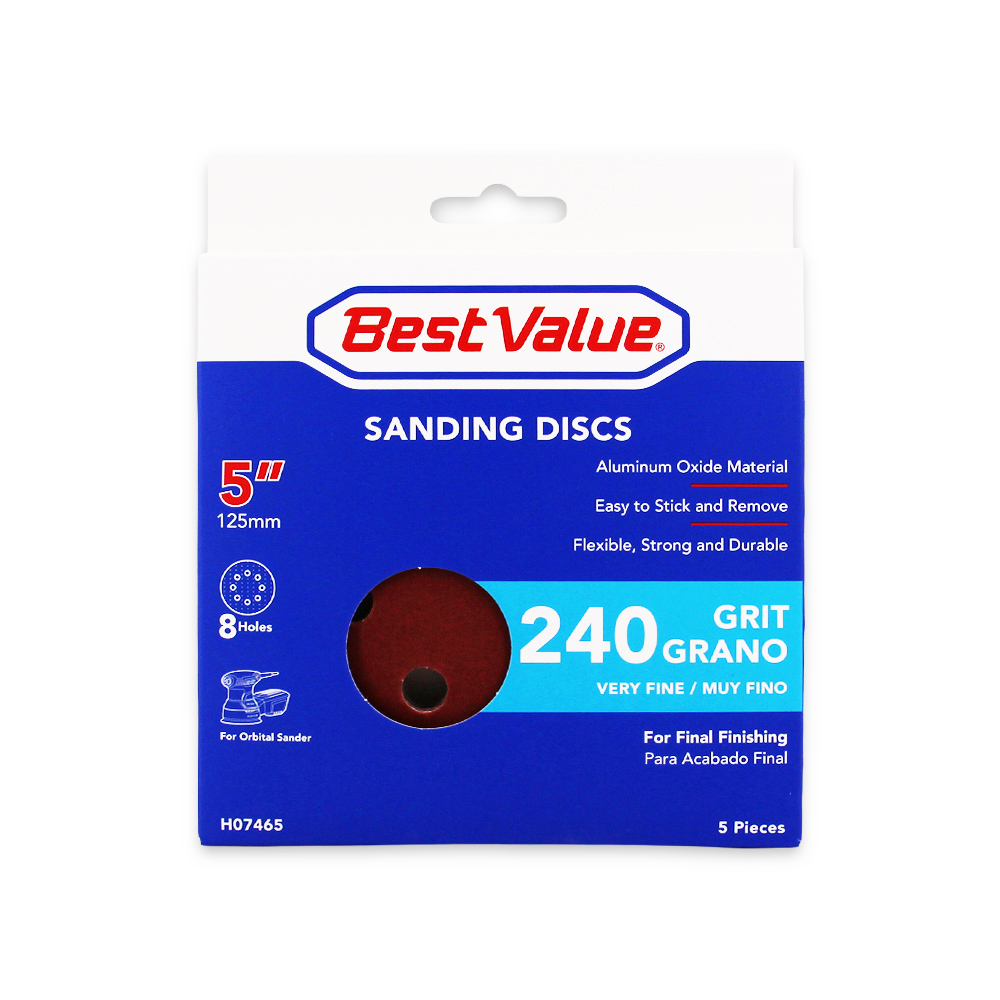 [H07465] Disco De Lija 5 Gano 240g 5pzas. Rojo. #240