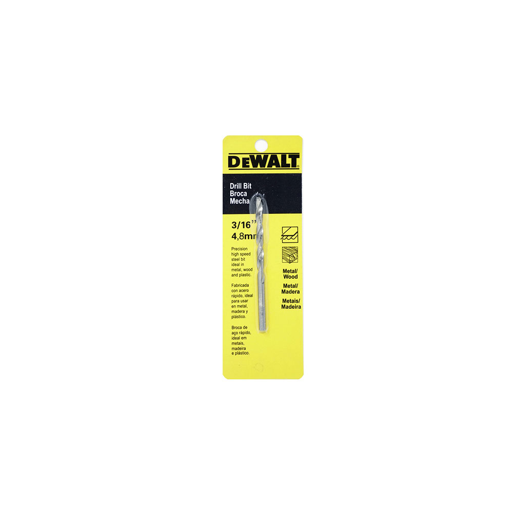 [H1821003] Broca Metal Hss Dewalt 3/16 Dw130316c. Acero De Alta Velocidad.
