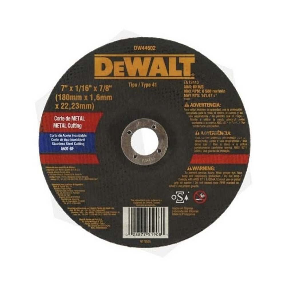 [H1821499] Disco Corte Metal Dw 7x1/16 T27 Dw44602. Gano Oxido De Aluminio. 7 X 1/16