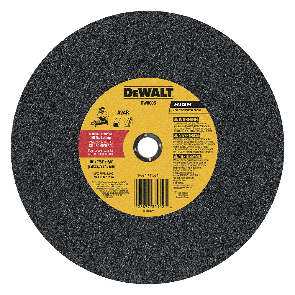 [H1821507A] Disco Corte Metal 14x7/64x1 Amarillo Dw8003. Gano Oxido De Aluminio. 14 X 7/64 1