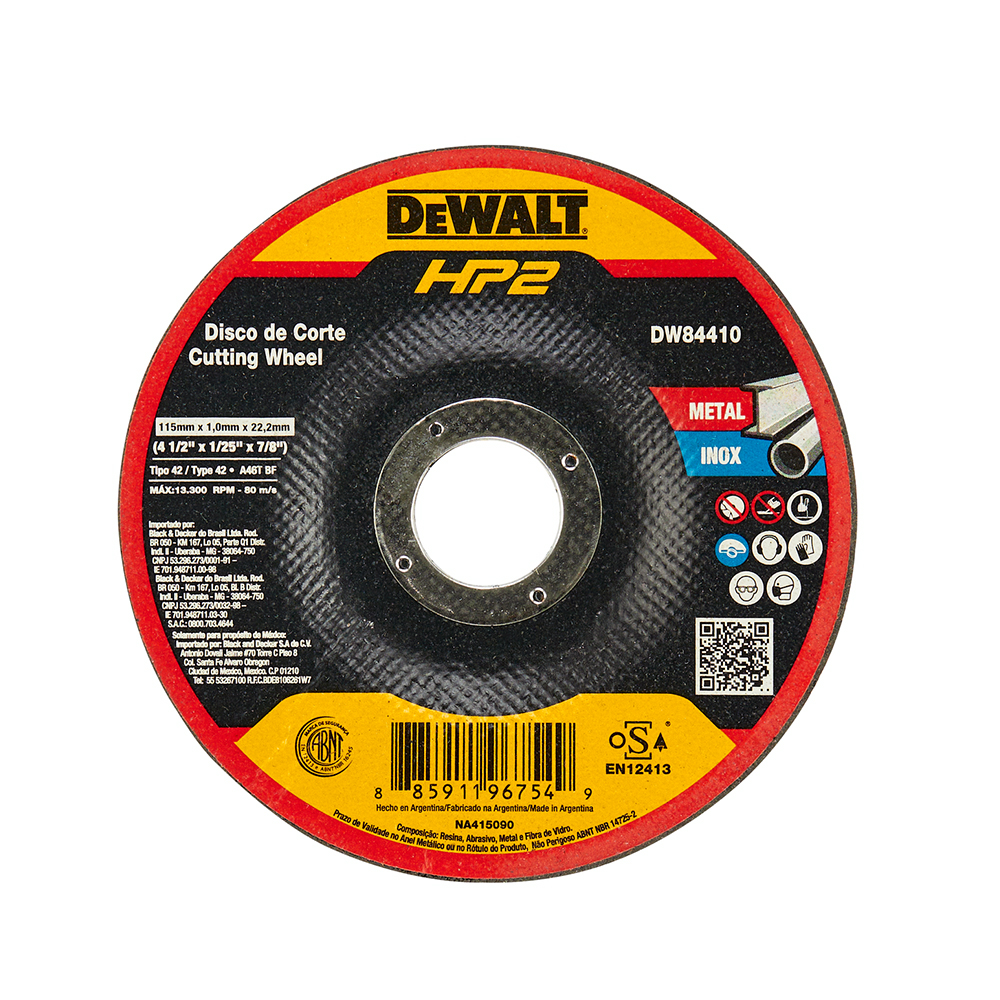 [H1821508A] DISCO CORTE METAL 4-1/2X1/25" DW84410-HP2