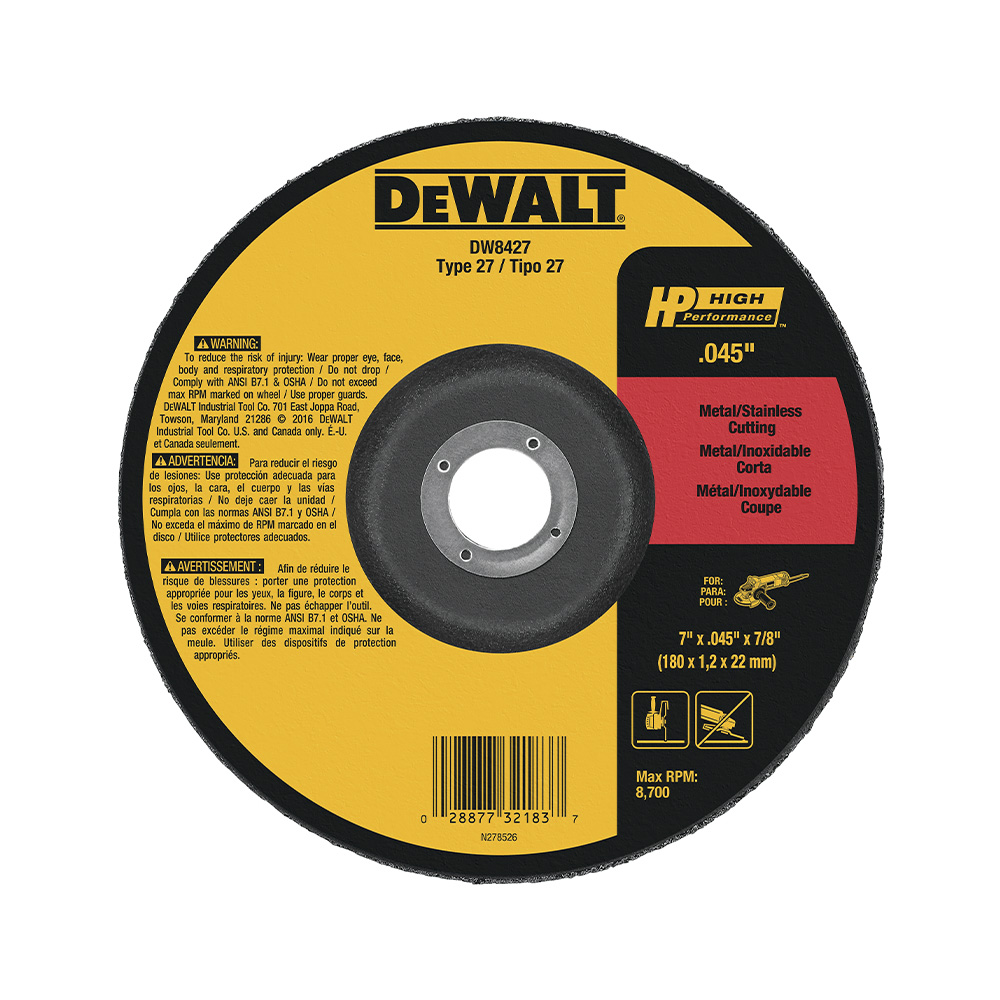 [H1821509] Disco Corte Metal Dw 7x0. 045 Dw8427. Gano Oxido De Aluminio. 7 X 0.