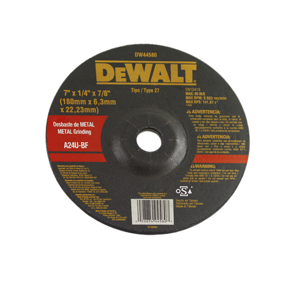 [H1821604] Disco Desbaste Metal Dw 7x1/4 Dw44580. Gano Oxido De Aluminio. 7 X 1/4