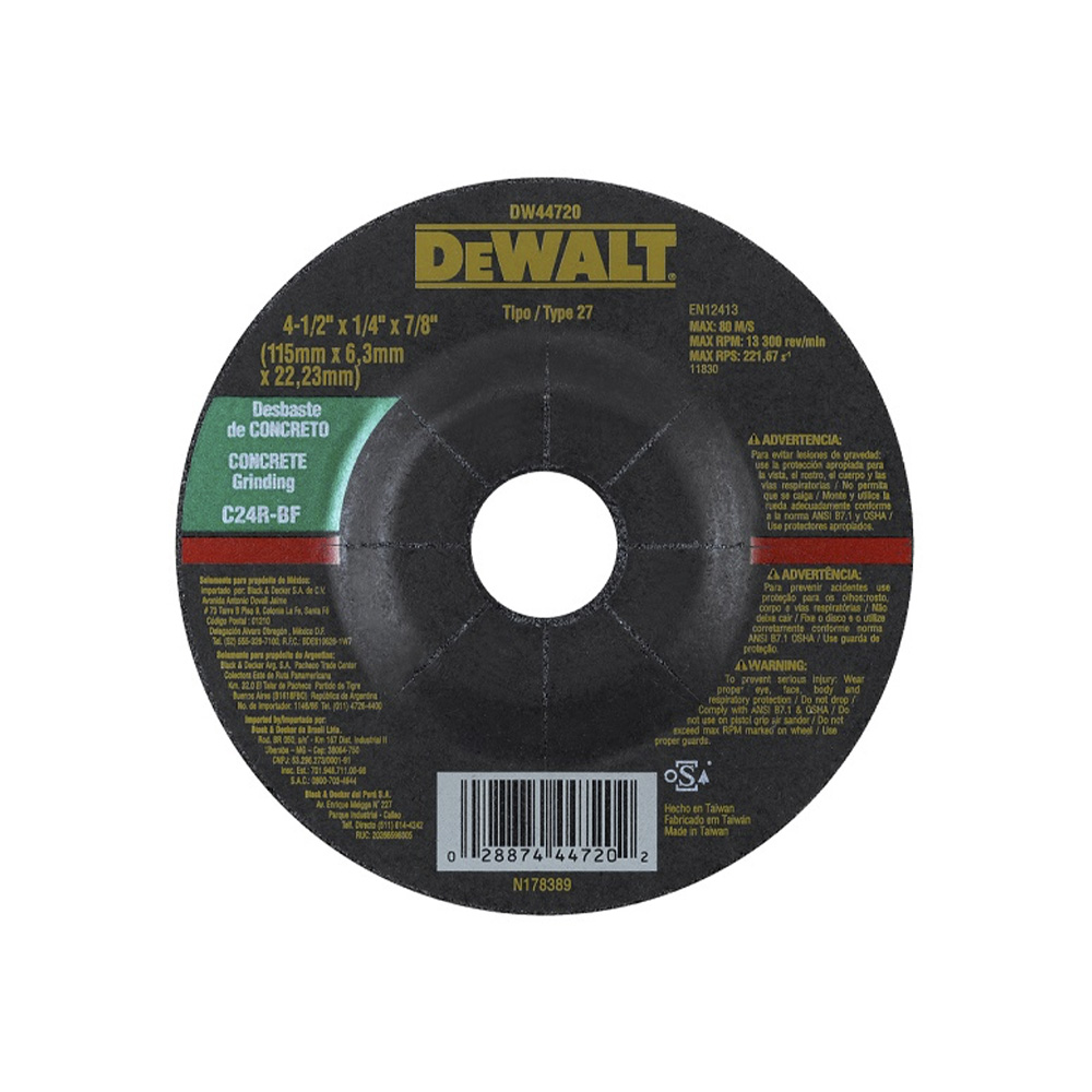 [H1821606] Disco Desb/concreto Dw 7x1/4 Dw44760 (d). Gano Oxido De Aluminio. 7 X 1/4