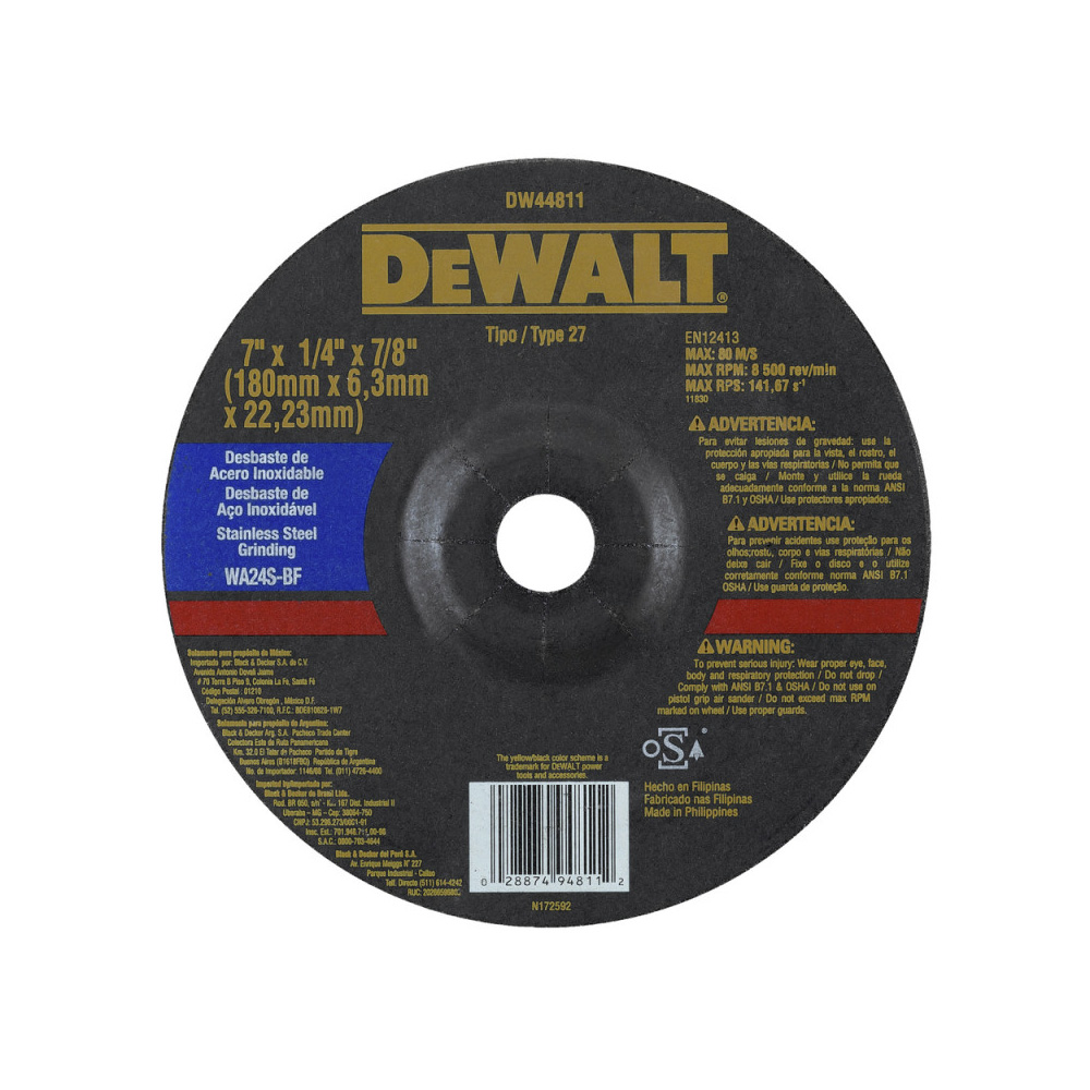[H1821609] Disco Desb/acero Inox. 7 Dw44811. Gano Oxido De Aluminio. X 1/4 7/8