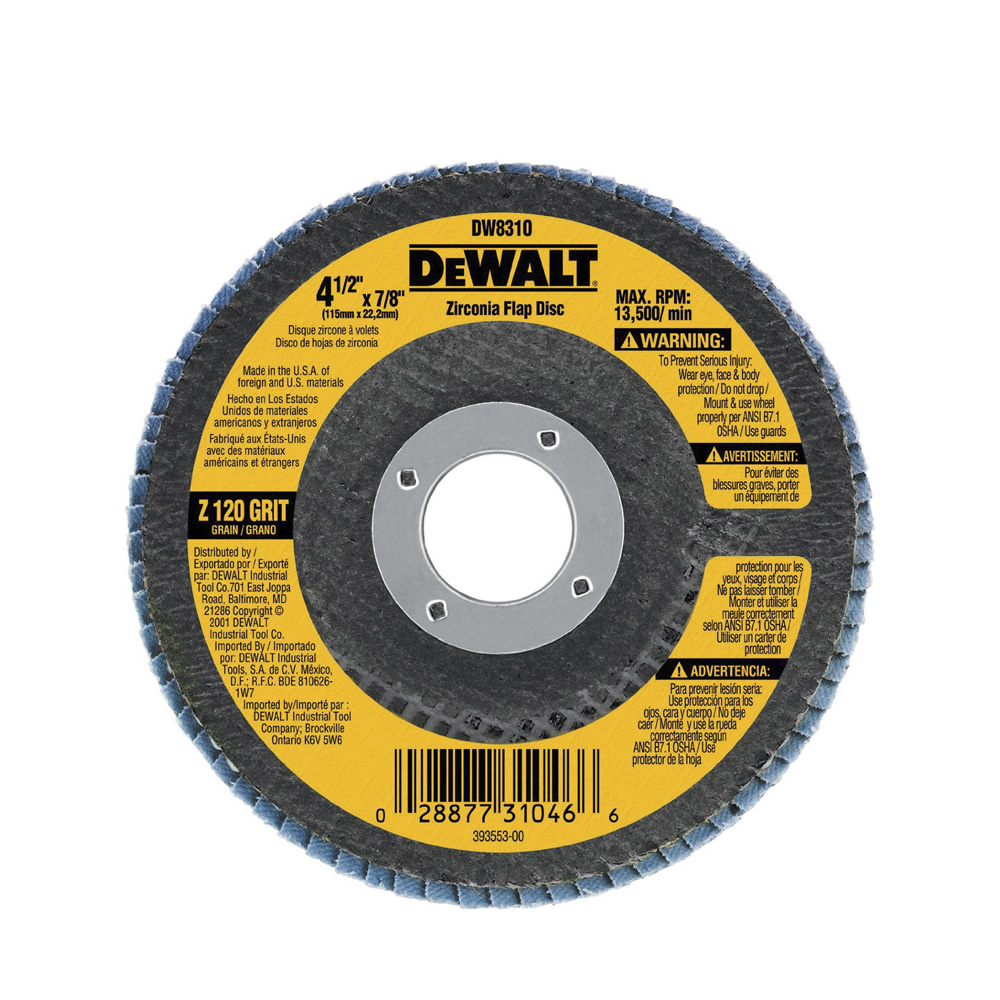 [H1821903] Flap Disc Dw 4-1/2x7/8 120 G Dw8310. Laminado Zirconio. 120gr