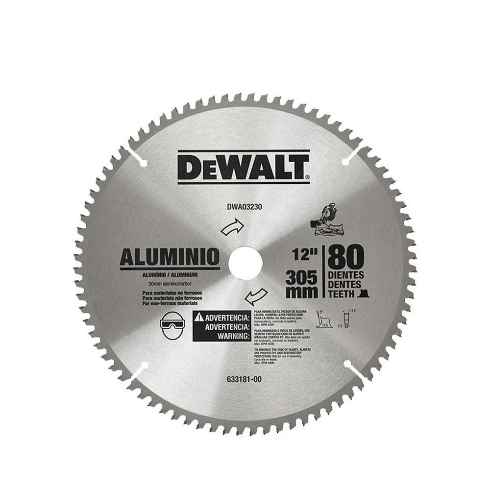 [H1822102] Disco Sierra Aluminio 12x80d Dwa03230. Carburo De Tungsteno. 12 X 80d