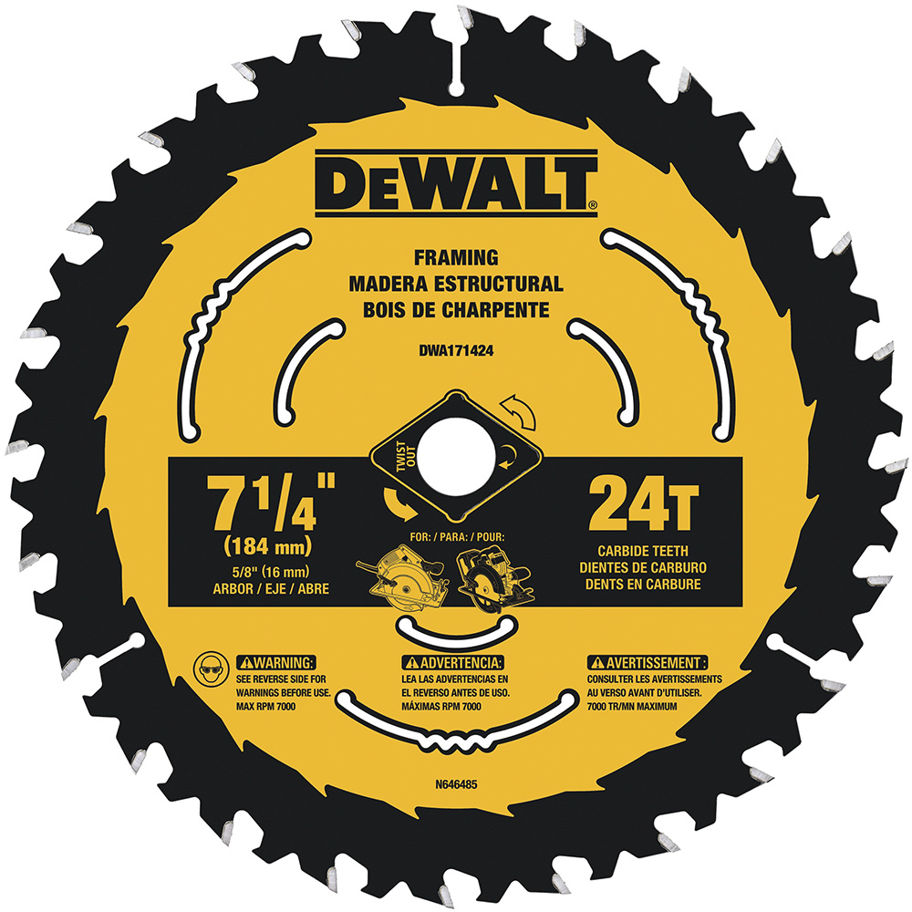 [H1822201] Disco Carburo Dewalt 7-1/4x24d Dwa171424. De Tungsteno. 7-1/4 X 24d