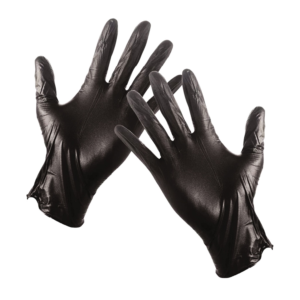 [H19125] Guantes Nitrilo Desechables 9 1/2 (100 Pzas). Negro. 9-1/2(240mm)