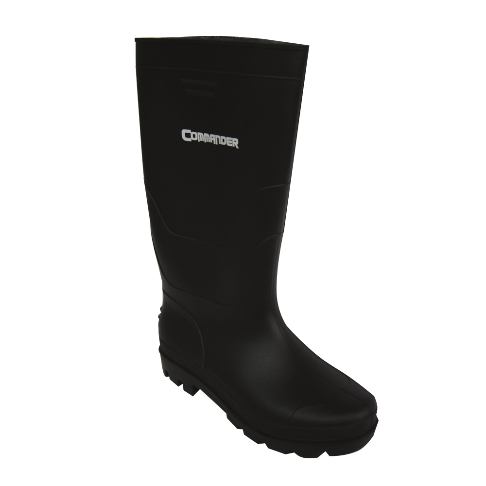 [H19646] Botas Ligeras D/pvc Negra Talla 11. Negro. Size 11