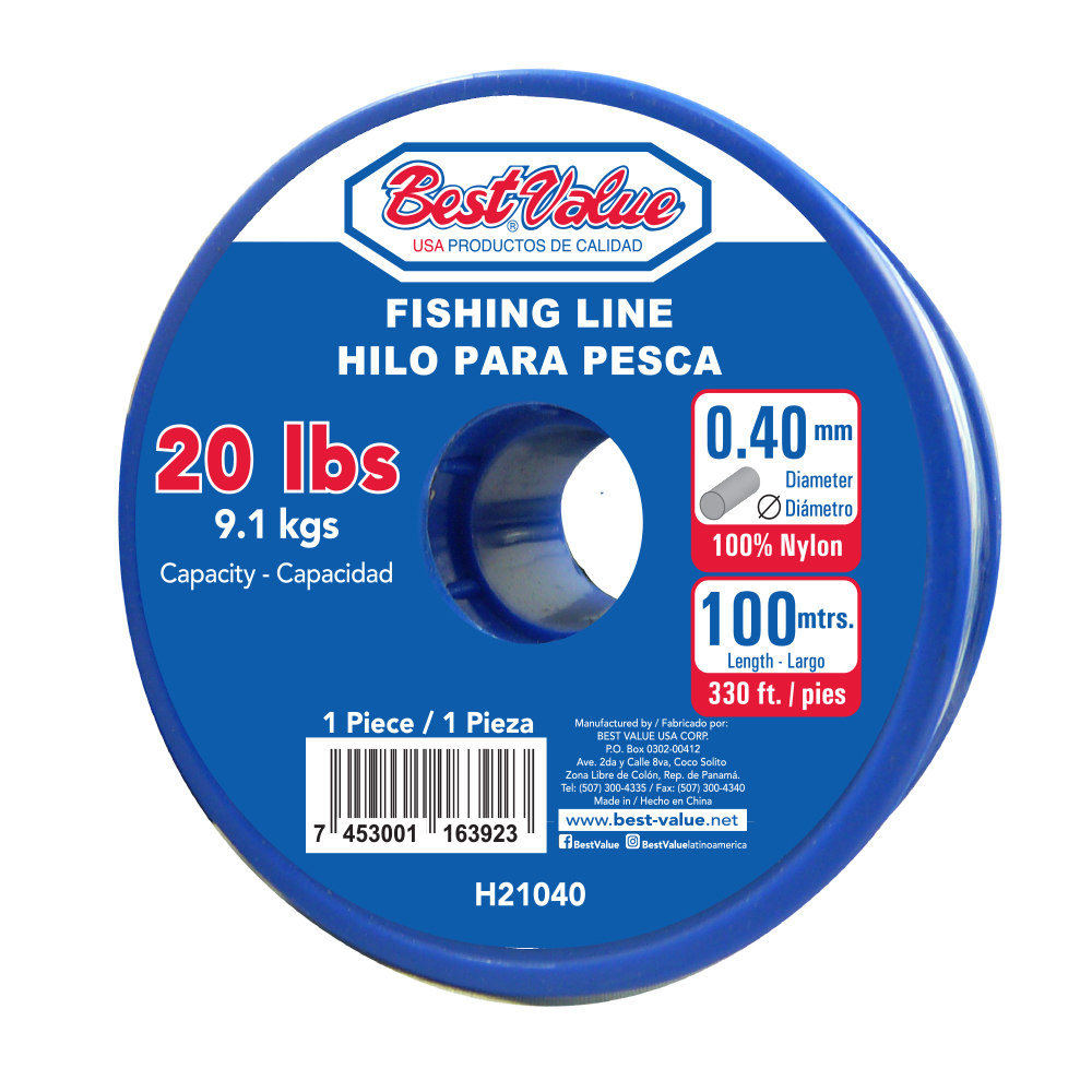 [H21040] Hilo Para Pesca 0. 40 Mm X 100m ( 20 Lbs. ). Nylon. Transparente