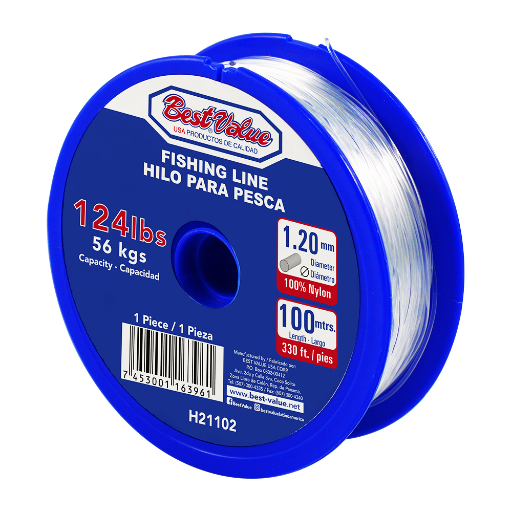 [H21102] Hilo Para Pesca 1. 20 Mm X 100m (124 Lbs). Nylon. 124 Lbs. Transparente