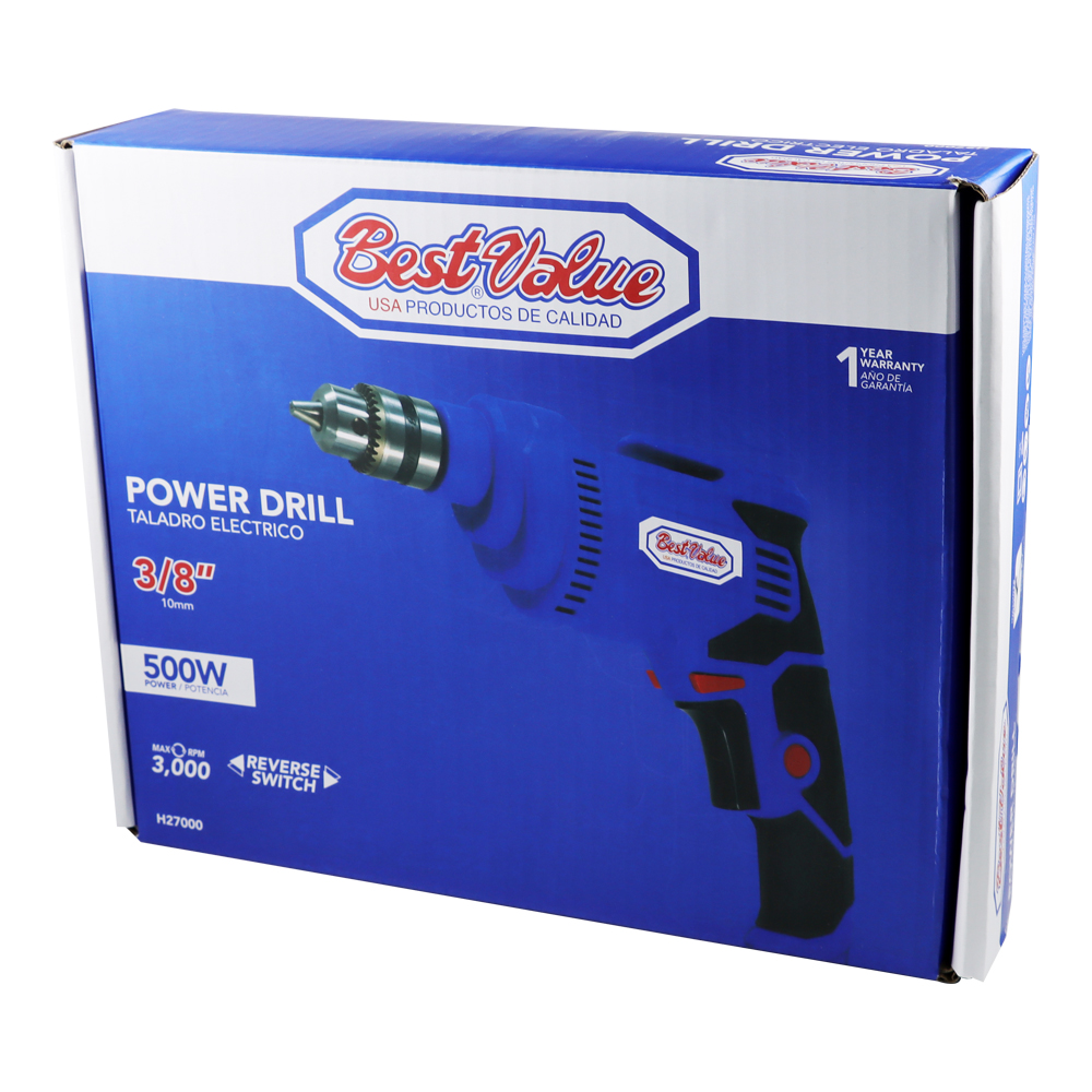[H27000] Taladro 3/8 500w 120v 60hz. Azul.