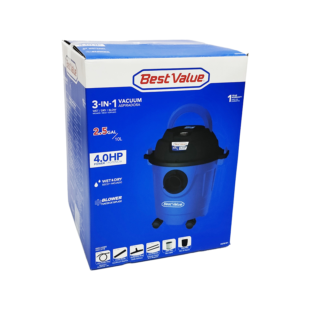 [H270181] Aspiradora 3000w 4hp 10l 120v. Azul. 2. 5 Galones. Multipropósito