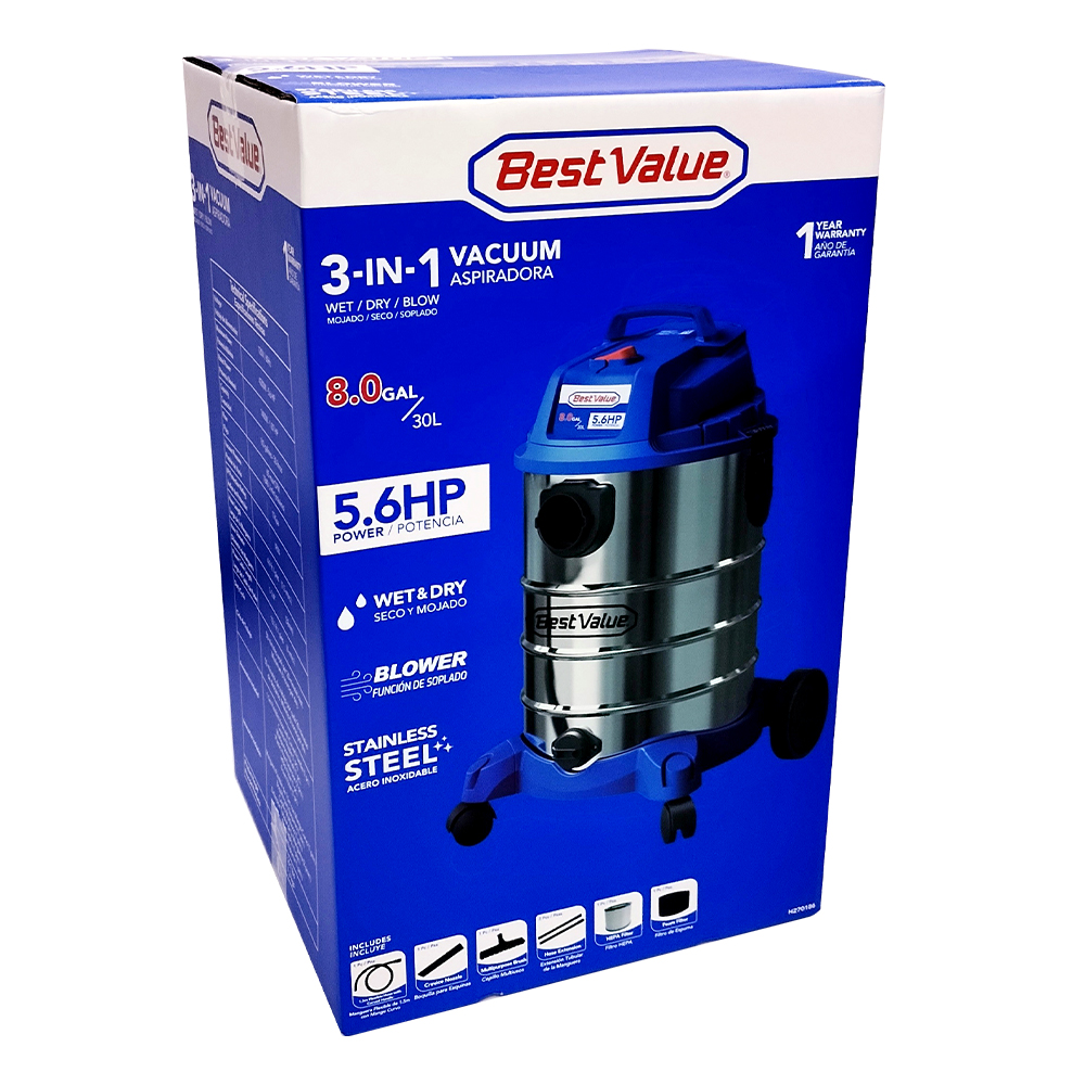 [H270186] Nuevo Aspiradora 4200w 5. 6hp 30l Acero Inox 120v. Inoxidable. 30litros. Multipropósito
