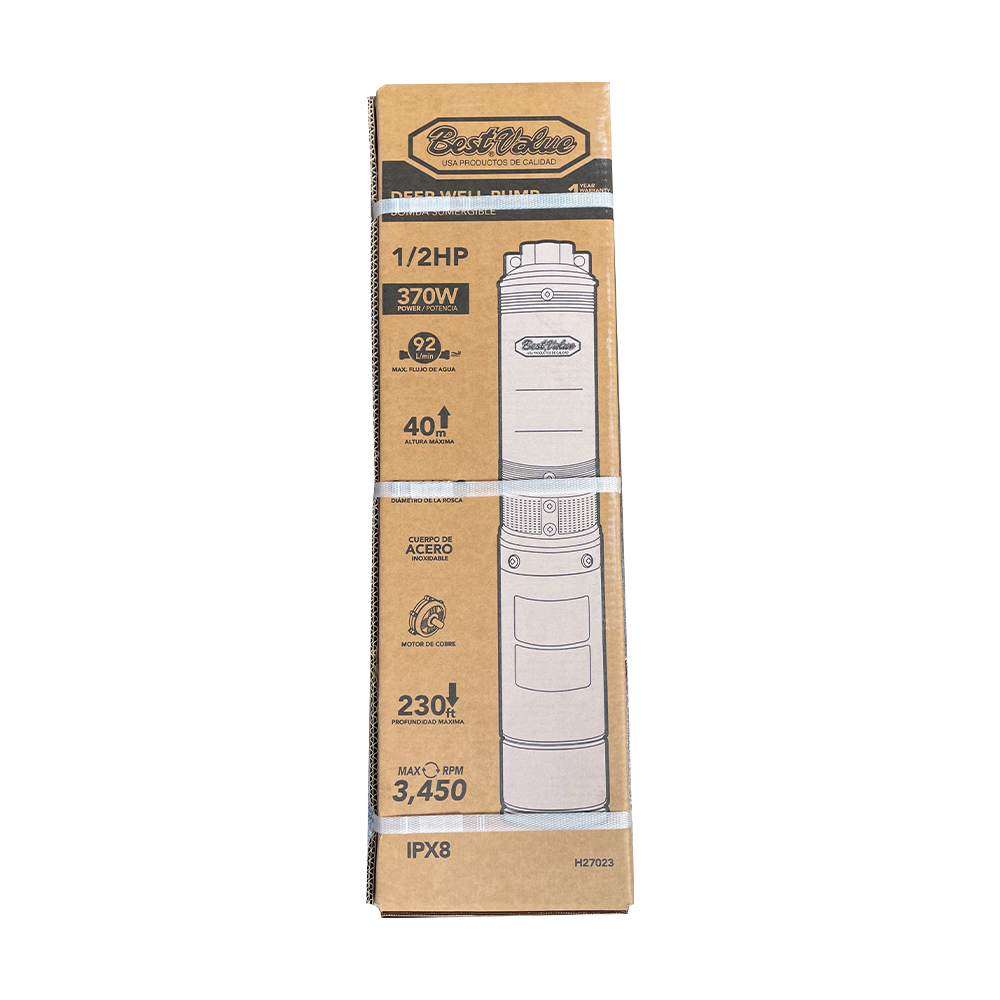 [H27023] Bomba Sumergible 4 370w 1/2hp. Plateado.
