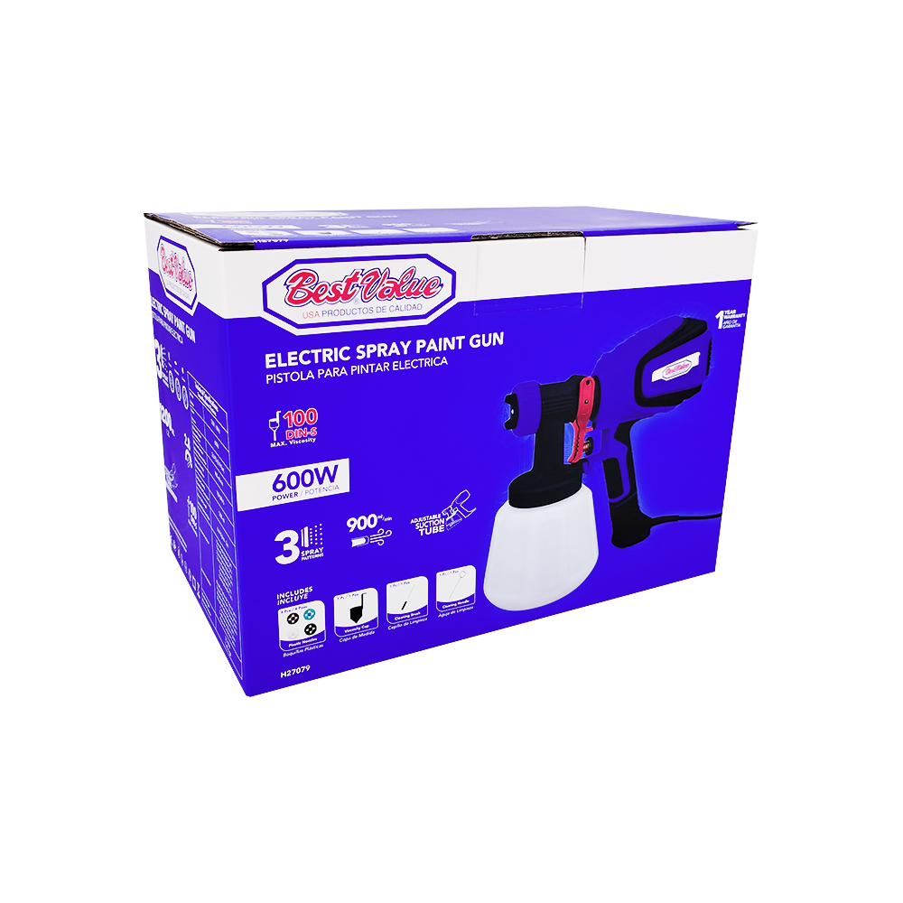 [H27079] Pistola Para Pintar Electrica 600w 1200ml. Negro. 600w. (en Spray)
