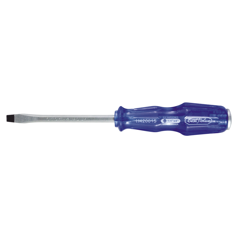 [H420015] Destornillador M/azul (-) 1/4x4. Cromo Vanadio. 1/4x4