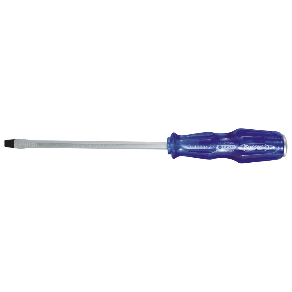 [H420017] Destornillador M/azul (-) 1/4x6. Cromo Vanadio. 1/4x6