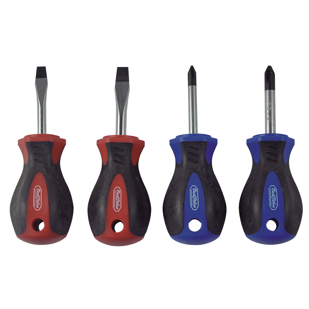 [H420101] Juego. Destornillador Stubby (4pcs). Cromo Vanadio. 4 Pcs