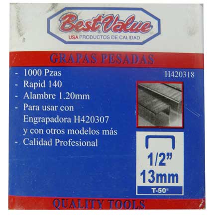 [H420318] Grapa Pesada 1/2 (1000 Pcs) T-50. Gris. 1/2(13mm)