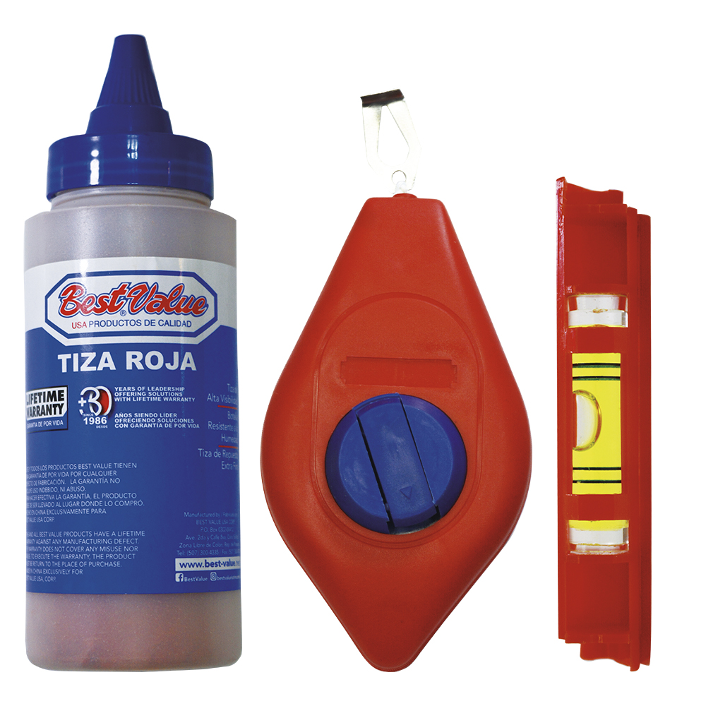 [H42126R] Tiza Linea Rojo 30 Mts. De. (3 Pzas). Rojo. 4oz