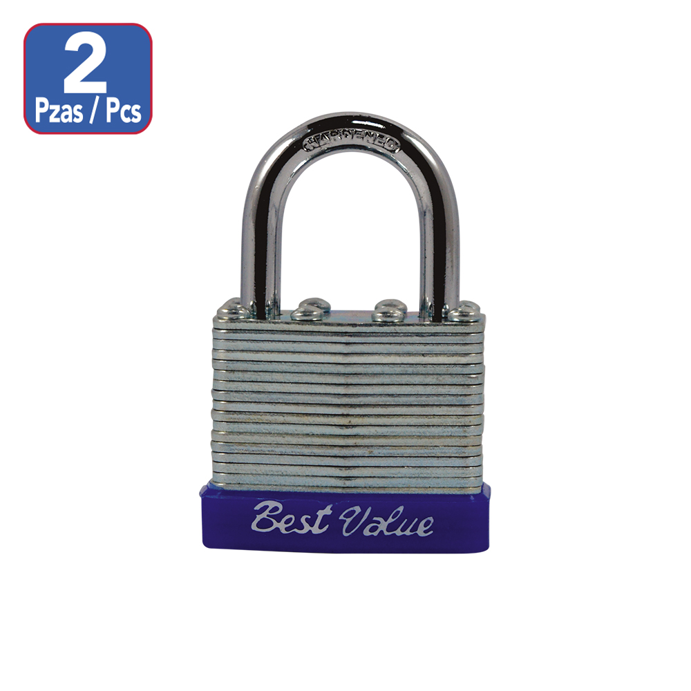 [C17014D] Candado Laminado 40mm (2pcs) Keyalike. Laminado. 2 Pcs