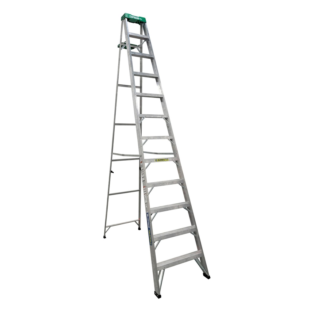 [H56012] Escalera Cuprum Alum. Tijera (385lb) 12'. Aluminio. 12'