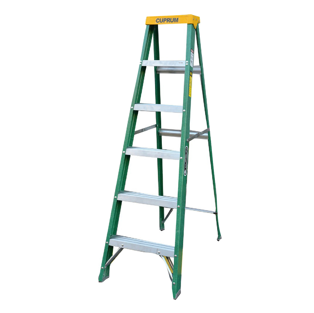 [H56106] Escalera Cuprum Fibra Tijera (385lb) 6'. De Vidrio. 6'