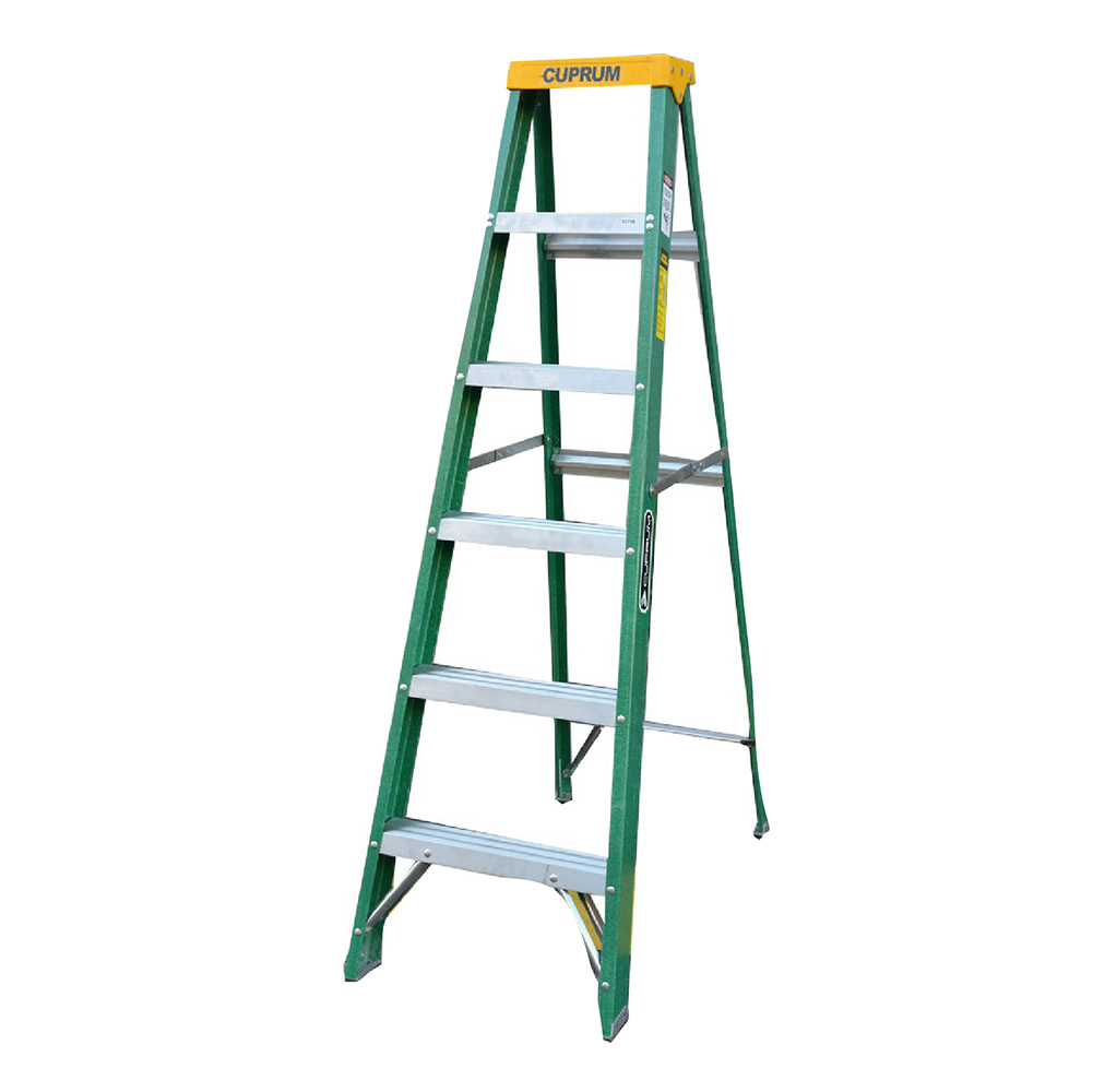 [H56108] Escalera Cuprum Fibra Tijera (385lb) 8'. De Vidrio. 8'