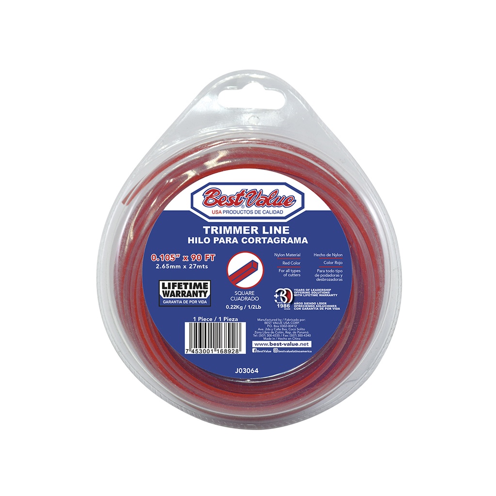 [J03064] Hilo Cortagrama. 105(90') Rojo Cua 1/2. Rojo. 0. 105” (rojo)