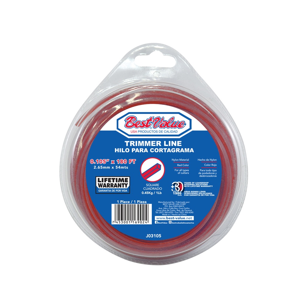 [J03105] Hilo Cortagrama. 105(180') Rojo Cua 1lb. Rojo. 0. 105”(rojo)