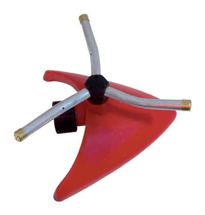 [J13002] Aspersor Plastico/aluminio Giratorio Para Riego. Rojo. 3 Brazos