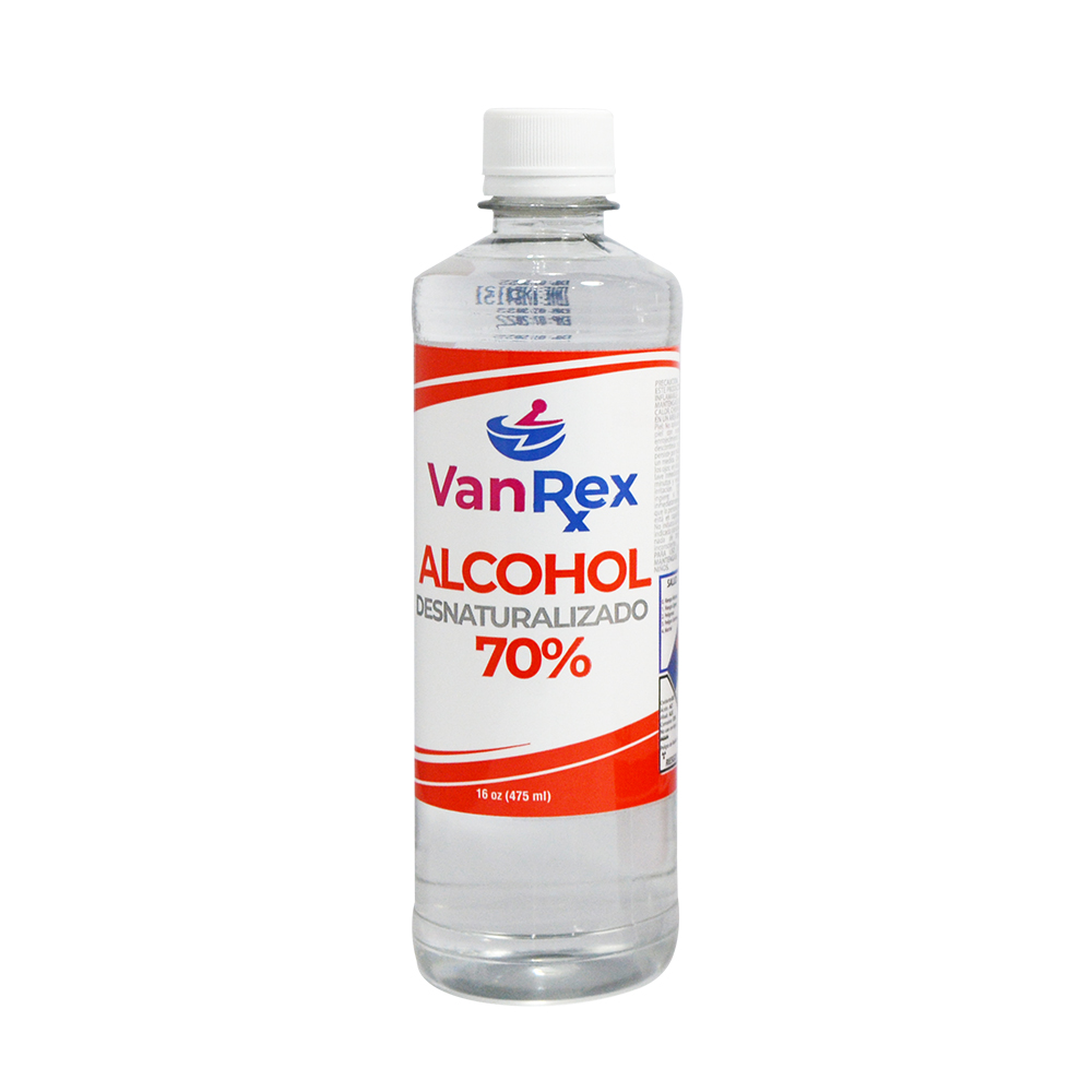 [L01108] Alcohol 70% Vanrex. Liquido Transparente. 16 Oz
