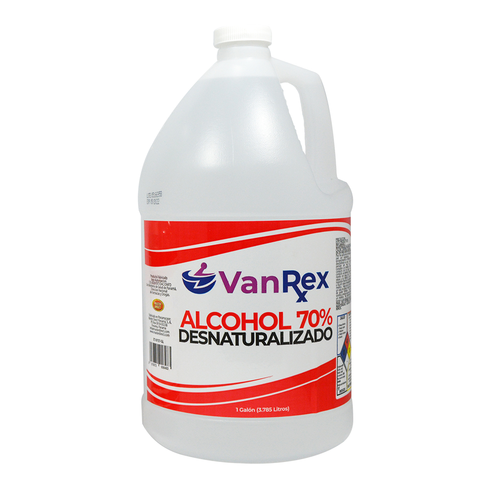 [L01110] Alcohol 70% Galon Vanrex. Liquido Transparente. 1 Gl
