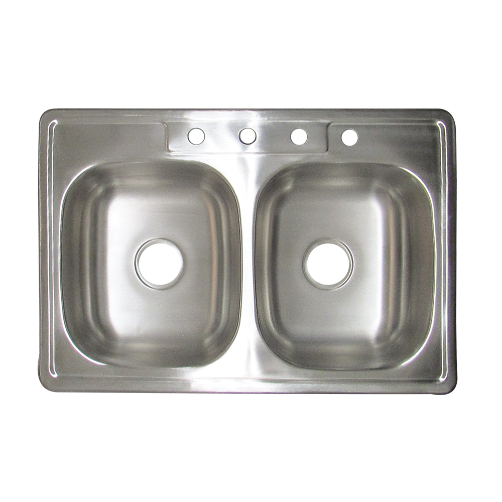 [P023319] Fregador Doble 33 X 19x6 Aquina. Acero Inoxidable. 19