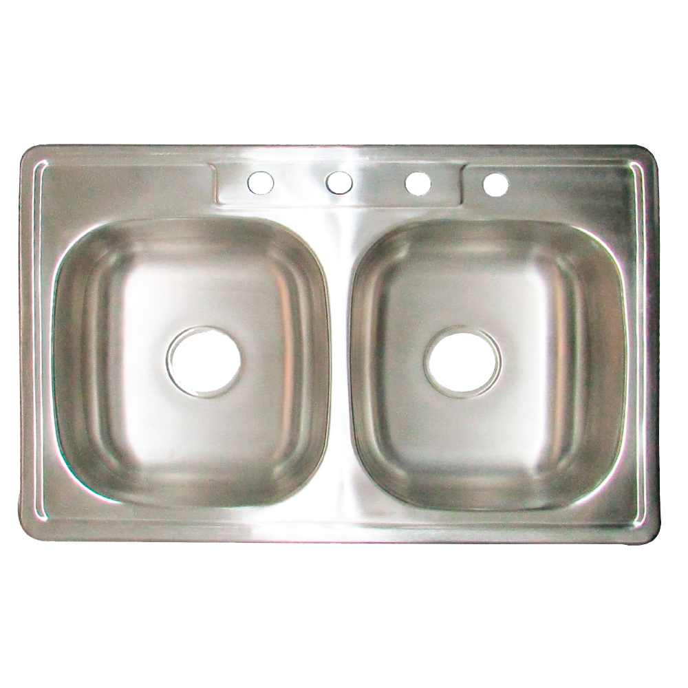 [P023325] Fregador Doble 33 X 22 8 Aquina. Acero Inoxidable. 22x