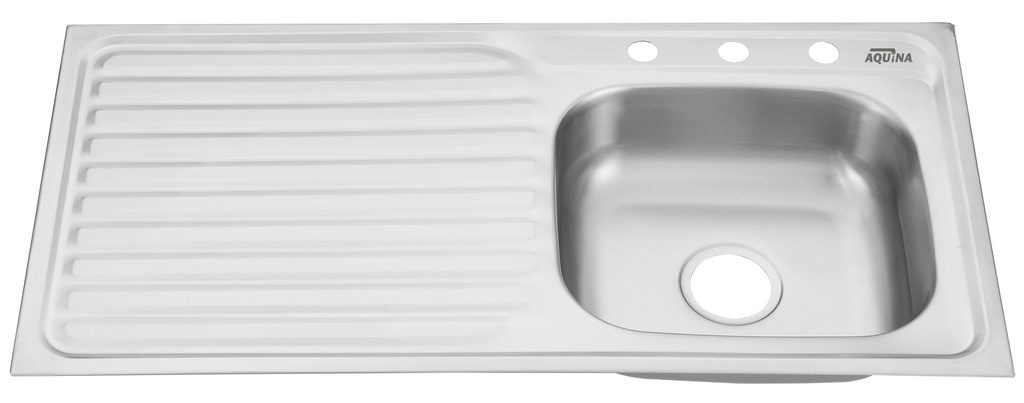 [P023330] Fregador Con Escurridor Derecho 39x19x6 Aquina. Acero Inoxidable. 39 X 19